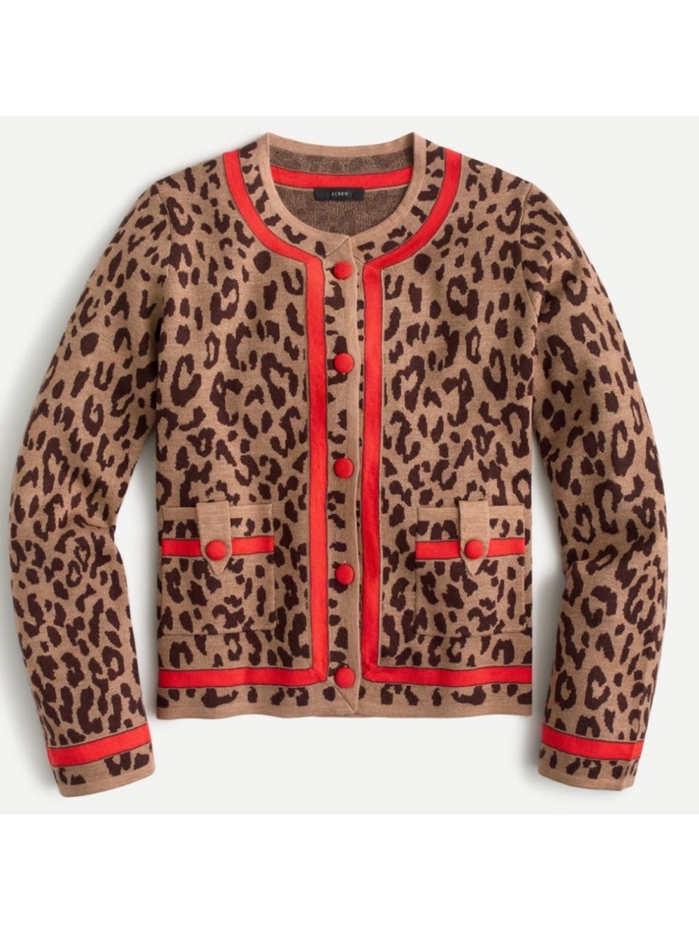 BOGO! J. Crew Tipped Wool Sweater Blazer Jacket in Leopard Size XS